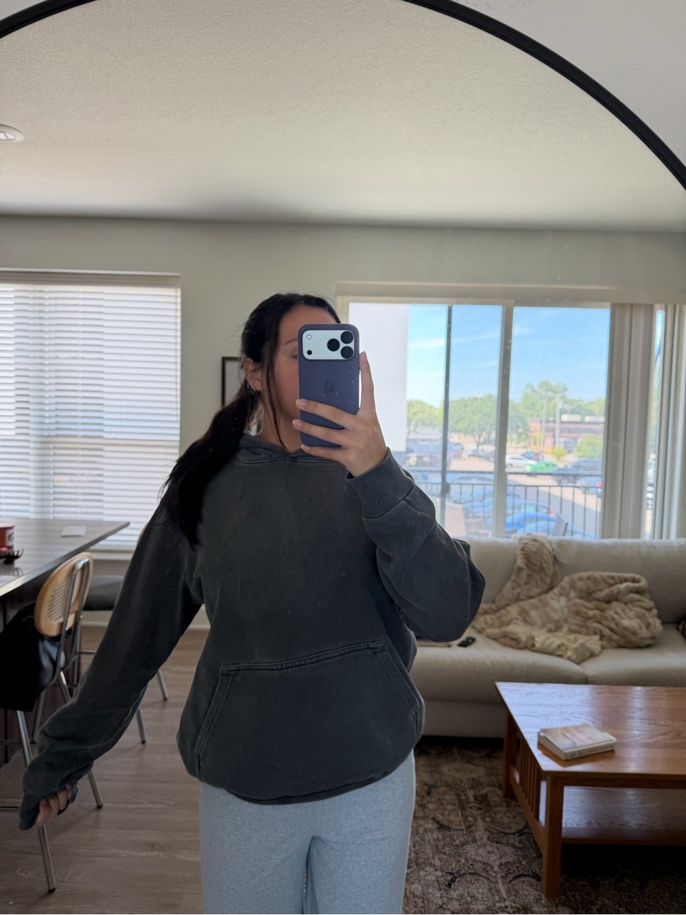 Essentials Washed Black Pullover Hoodie